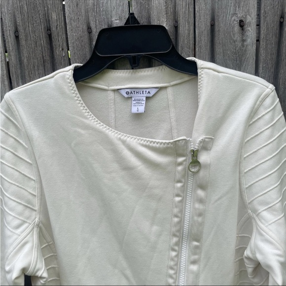 NWT Athleta Moto Jacket Women's Size Large Ivory Zip Up - Picture 6 of 14